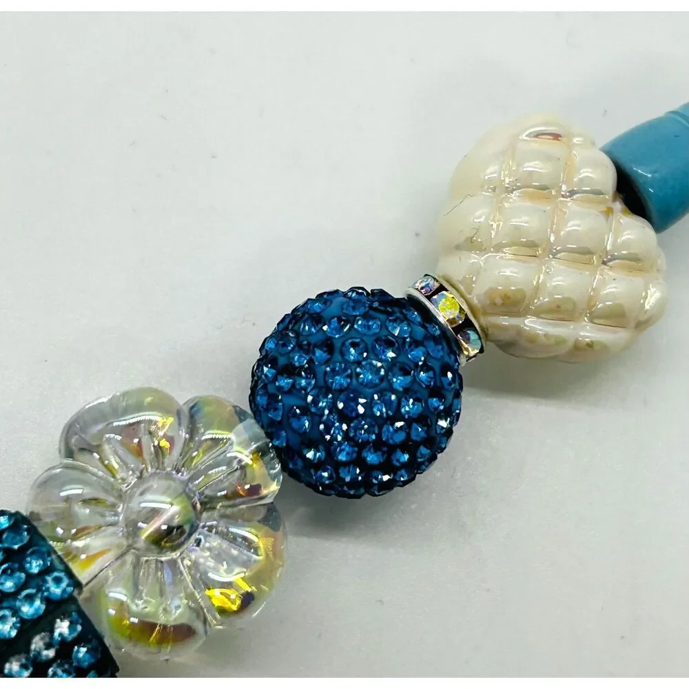 Unique Handmade Blue Ombre Iridescent Crystals Beaded Pen